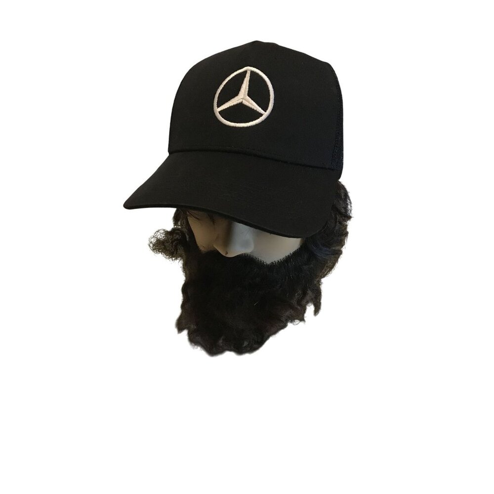 Black Mercedes Logo Mesh Trucker Cap By Sport-Tek Adjustable Snapback Polyester